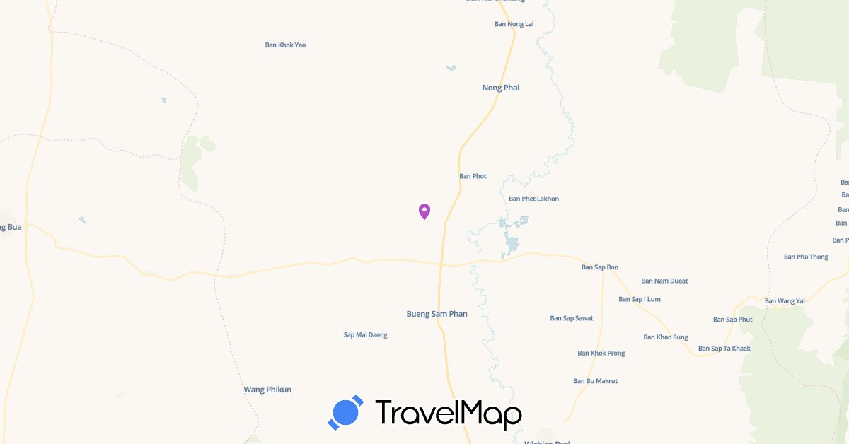 TravelMap itinerary: train in Thailand (Asia)